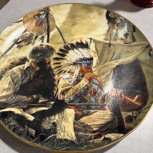 Decorative Plate with Native American Scene